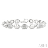 1/10 Ctw Mariner Link Round Cut Diamond Bracelet in Sterling Silver