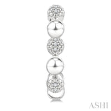 5 MM Bold Bead and 1/10 Ctw Round Cut Diamond Fashion Half Hoop Earrings in Sterling Silver