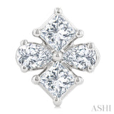 1/3 Ctw Princess and Pear Cut Diamond Fashion Earrings in 14K White Gold