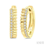1/10 Ctw Fluted Round Cut Diamond Petite Huggie Earrings in 10K Yellow Gold