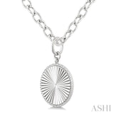 1/10 Ctw Round Fluted Medallion Round Cut Diamond Pendant With Chain in Sterling Silver