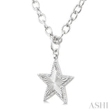 1/10 Ctw Star Fluted Medallion Round Cut Diamond Pendant With Chain in Sterling Silver