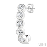 1/4 Ctw Petite Bezel Set Round Cut Diamond Fashion Half Hoop Earrings in 10K White Gold