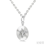 1/10 Ctw Round Fluted Medallion Round Cut Diamond Star of David Pendant With Chain in Sterling Silver