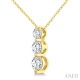 1/2 Ctw Round Cut Diamond Three-Stone Snowman Pendant With Chain in 14K Yellow Gold