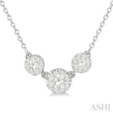 1/3 Ctw 3-Stone Lovebright Round Cut Diamond Necklace in 14K White Gold