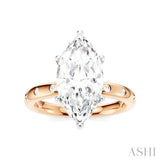1/6 Ctw Akari Marquise Shape Round Cut Diamond Semi-Mount Engagement Ring in 14K Rose and White Gold
