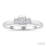 1/4 Ctw 3-Stone Round Cut Diamond Fashion Ring in 14K White Gold