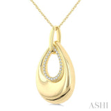 1/20 Ctw Bold Open Window Teardrop Round Cut Diamond Fashion Pendant With Chain in 10K Yellow Gold