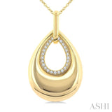 1/20 Ctw Bold Open Window Teardrop Round Cut Diamond Fashion Pendant With Chain in 10K Yellow Gold