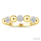 4 MM Bold Bead and 1/20 Ctw Round Cut Diamond Fashion Ring in Yellow Gold Vermeil