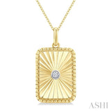 1/20 Ctw Rectangle Fluted Medallion Round Cut Diamond Pendant With Chain in Yellow Gold Vermeil