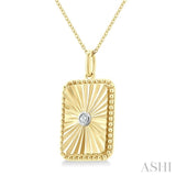 1/20 Ctw Rectangle Fluted Medallion Round Cut Diamond Pendant With Chain in Yellow Gold Vermeil