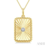1/20 Ctw Rectangle Fluted Medallion Round Cut Diamond Pendant With Chain in Yellow Gold Vermeil