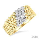 1/10 Ctw Bold Bead and Slanted Round Cut Diamond Fashion Band in Yellow Gold Vermeil