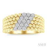 1/10 Ctw Bold Bead and Slanted Round Cut Diamond Fashion Band in Yellow Gold Vermeil