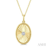 1/20 Ctw Oval Fluted Medallion Round Cut Diamond Pendant With Chain in Yellow Gold Vermeil