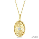 1/20 Ctw Oval Fluted Medallion Round Cut Diamond Pendant With Chain in Yellow Gold Vermeil