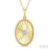 1/20 Ctw Oval Fluted Medallion Round Cut Diamond Pendant With Chain in Yellow Gold Vermeil