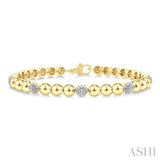 5 MM Bold Bead and 1/6 Ctw Round Cut Diamond Fashion Bracelet in Yellow Gold Vermeil