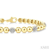 5 MM Bold Bead and 1/6 Ctw Round Cut Diamond Fashion Bracelet in Yellow Gold Vermeil