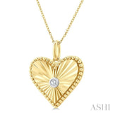 1/20 Ctw Heart Fluted Medallion Round Cut Diamond Pendant With Chain in Yellow Gold Vermeil