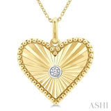 1/20 Ctw Heart Fluted Medallion Round Cut Diamond Pendant With Chain in Yellow Gold Vermeil
