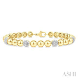 6 MM Bold Bead and 1/5 Ctw Round Cut Diamond Fashion Bracelet in Yellow Gold Vermeil