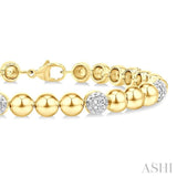 6 MM Bold Bead and 1/5 Ctw Round Cut Diamond Fashion Bracelet in Yellow Gold Vermeil