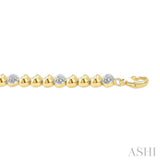 6 MM Bold Bead and 1/5 Ctw Round Cut Diamond Fashion Bracelet in Yellow Gold Vermeil