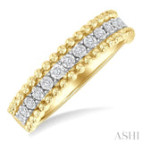 1/10 Ctw Round Cut Diamond Bold Bead Design Fashion Band in Yellow Gold Vermeil