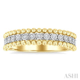 1/10 Ctw Round Cut Diamond Bold Bead Design Fashion Band in Yellow Gold Vermeil
