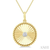 1/20 Ctw Round Fluted Medallion Round Cut Diamond Pendant With Chain in Yellow Gold Vermeil