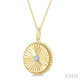 1/20 Ctw Round Fluted Medallion Round Cut Diamond Pendant With Chain in Yellow Gold Vermeil