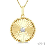 1/20 Ctw Round Fluted Medallion Round Cut Diamond Pendant With Chain in Yellow Gold Vermeil