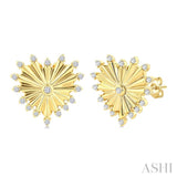 1/5 Ctw Round Cut Diamond Heart Fluted Fashion Earrings in 10K Yellow Gold