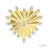 1/5 Ctw Round Cut Diamond Heart Fluted Fashion Earrings in 10K Yellow Gold