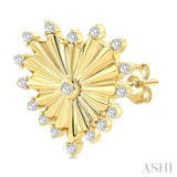 1/5 Ctw Round Cut Diamond Heart Fluted Fashion Earrings in 10K Yellow Gold