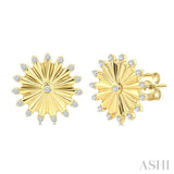 1/5 Ctw Round Cut Diamond Circle Fluted Fashion Earrings in 10K Yellow Gold