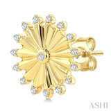 1/5 Ctw Round Cut Diamond Circle Fluted Fashion Earrings in 10K Yellow Gold
