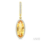 12X5 MM Oval Shape Citrine and 1/3 Ctw Round Cut Diamond Semi-Precious Earrings in 10K Yellow Gold