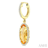 12X5 MM Oval Shape Citrine and 1/3 Ctw Round Cut Diamond Semi-Precious Earrings in 10K Yellow Gold
