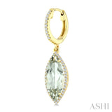 16X7 MM Marquise Shape Green Amethyst and 3/8 Ctw Round Cut Diamond Semi-Precious Earrings in 14K Yellow Gold