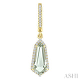 12X5 MM Shield Shape Green Amethyst and 1/3 Ctw Round Cut Diamond Semi-Precious Earrings in 10K Yellow Gold
