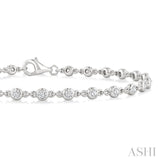 1 Ctw Bezel Set Round Cut Diamond Station Brecelet in 14K White Gold