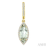 12X5 MM Marquise Shape Green Amethyst and 1/3 Ctw Round Cut Diamond Semi-Precious Earrings in 10K Yellow Gold