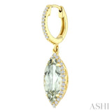 12X5 MM Marquise Shape Green Amethyst and 1/3 Ctw Round Cut Diamond Semi-Precious Earrings in 10K Yellow Gold