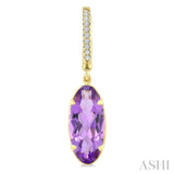14X6 MM Oval Shape Amethyst and 1/10 Ctw Round Cut Diamond Semi-Precious Earrings in 14K Yellow Gold