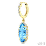 12X5 MM Oval Shape Blue Topaz and 1/3 Ctw Round Cut Diamond Semi-Precious Earrings in 10K Yellow Gold