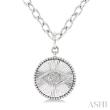 1/20 Ctw Evil Eye Round Cut Diamond Round Fluted Medallion Fashion Pendant With Chain in Sterling Silver